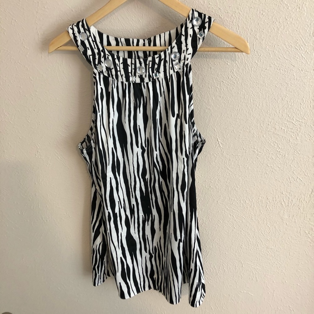 NY and CO jewel zebra print top